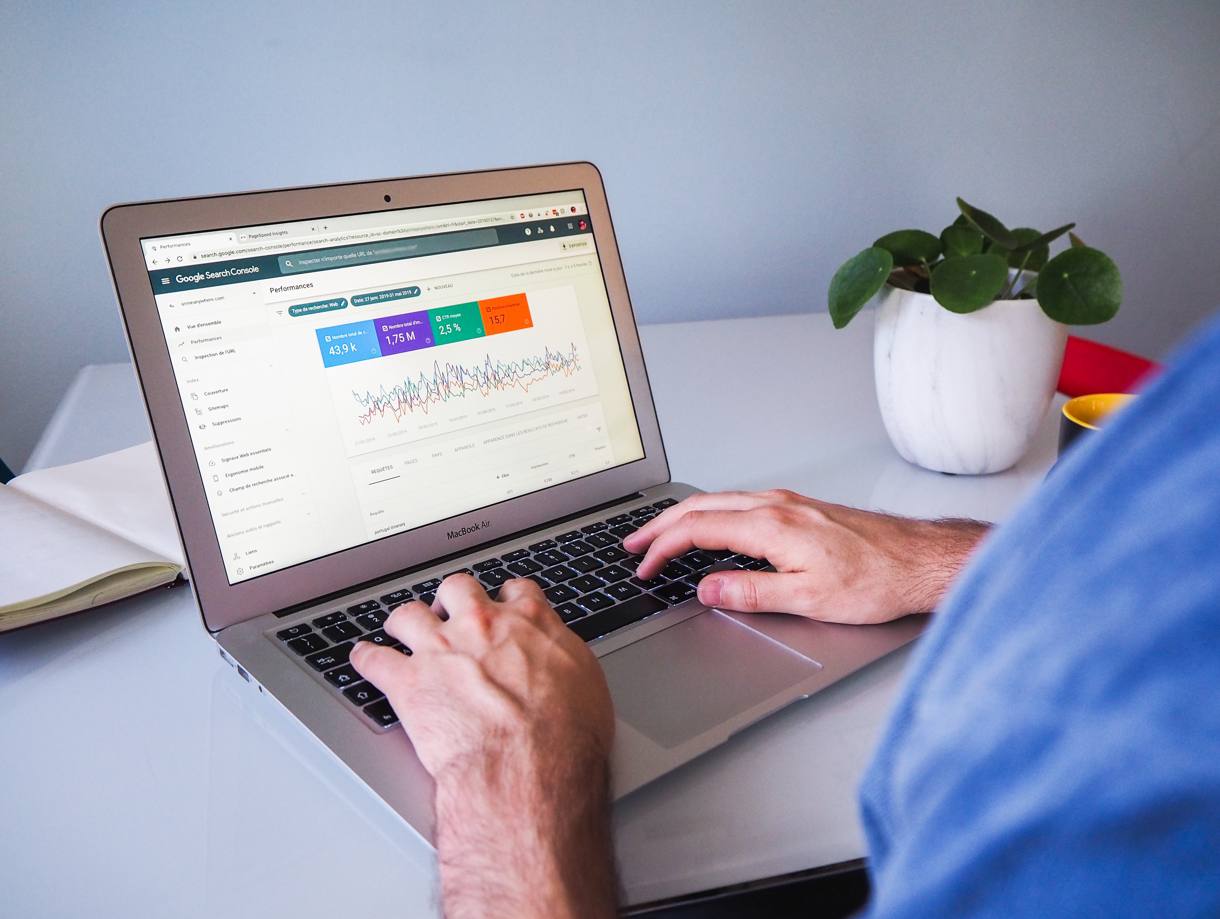 man looking at search console data - ChatGPT for SEO